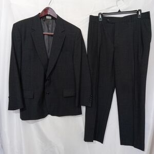 Jos A Bank 42S 38x27 2pc Pant Suit Brown Micro Houndstooth 100% Wool Classic